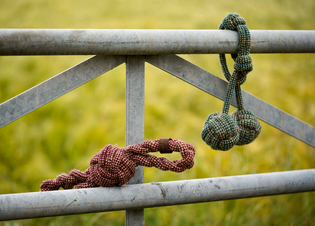 Eco Hemp / Cotton Dog  Tug Toy With Double Handles Burgundy