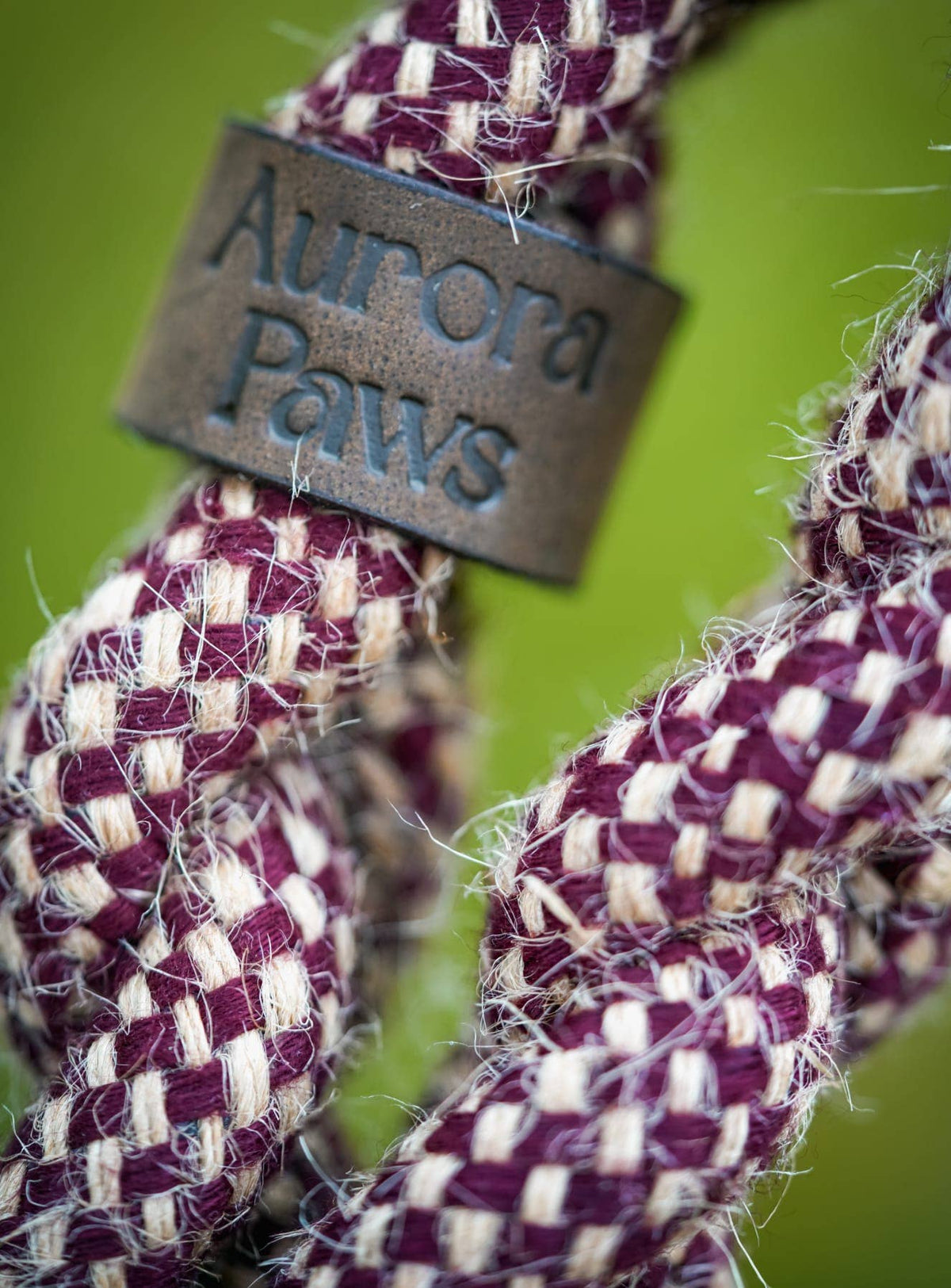 Eco Hemp / Cotton Dog  Tug Toy With Double Handles Burgundy