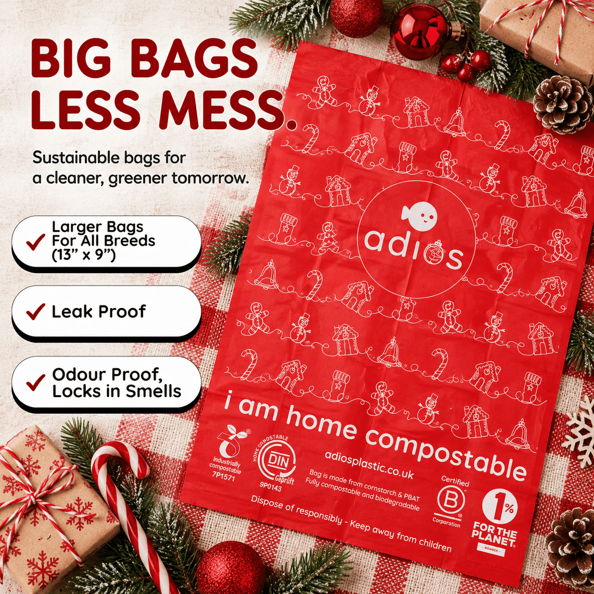 Adios Christmas 4 rolls (60 bags) - Non Handle